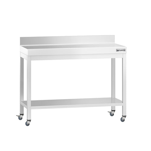 Commercial Stainless Steel Table with Upstand PREMIUM - 1000x700mm - with Undershelf - with Rear Upstand