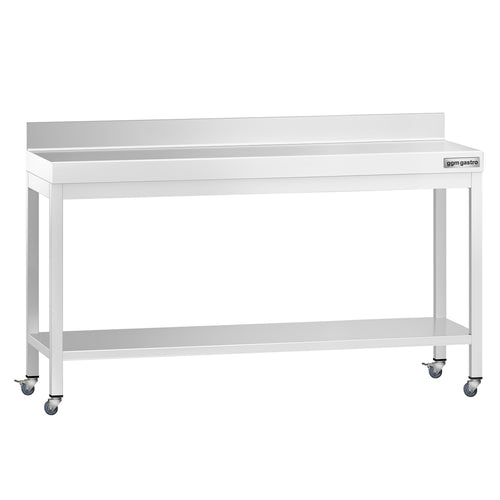 Commercial Stainless Steel Table with Upstand PREMIUM - 1800x600mm - with Undershelf - with Rear Upstand