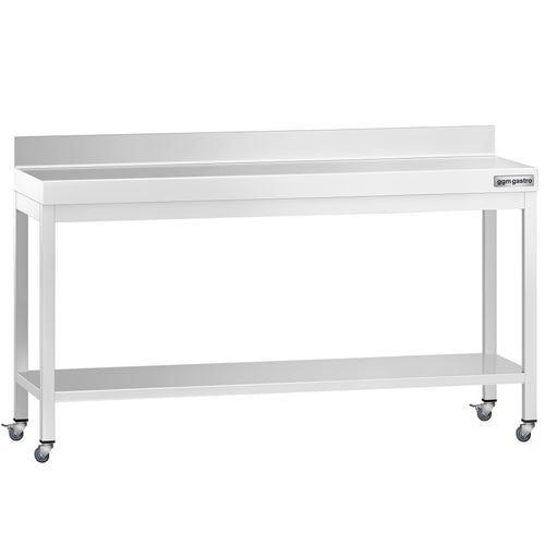 Commercial Stainless Steel Table with Upstand PREMIUM - 2000x700mm - with Undershelf - with Rear Upstand