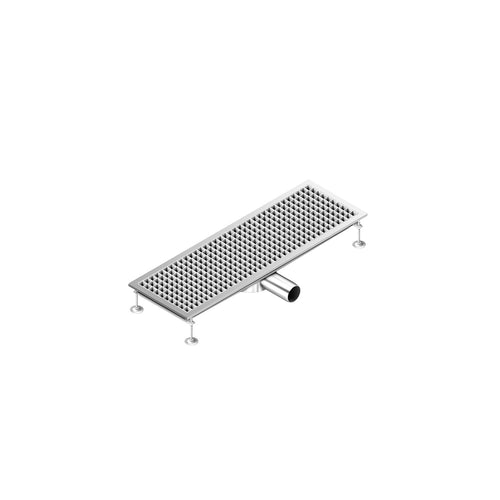 Ruostumattomasta teräksestä linjakaivo - 900x300 mm - matalaprofiilinen malli & sivuliitäntä - Ø 70 mm