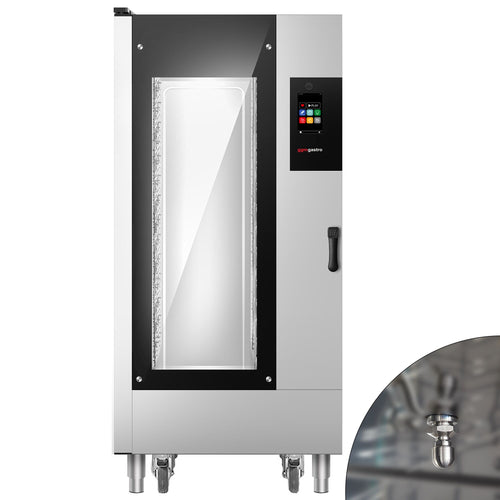Leipomo-sähköyhdistelmäuuni - Kosketusnäyttö - 7″ kosketusnäyttö - 16x EN 600x400 - sis. pesujärjestelmä & tarjotinkärry