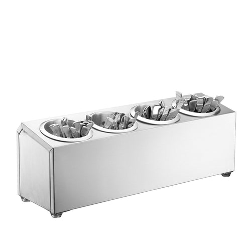 Aterinputkiteline - 4 aterinputkea varten - 505x150 mm - Korkeus: 180 mm - ruostumaton teräs - sisältää 4 aterinputkea