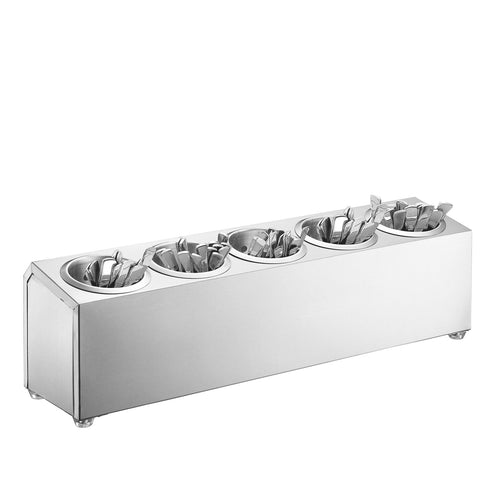 Aterinputkiteline - 5 aterinputkea varten - sisältää 5 aterinputkea - 630x150 mm - Korkeus: 180 mm - ruostumaton teräs