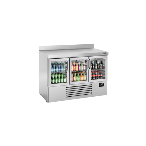 Kylmäpöytä PREMIUM PLUS - 1460x700 mm - 335 l - 3 lasiovea - Takakoroke - Kaksoislasitus