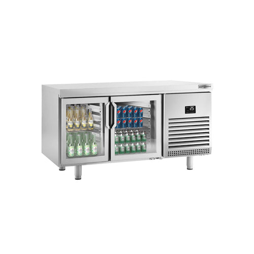 Kylmäpöytä PREMIUM PLUS - 1618x800 mm - 400 l - 4 lasiovea - Kaksoislasitus - läpivienti
