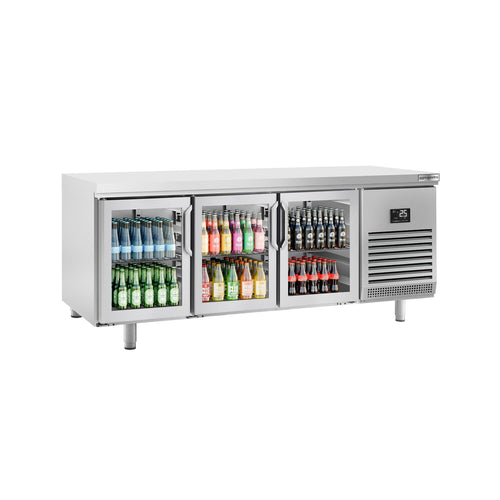Kylmäpöytä PREMIUM PLUS - 2185x800 mm - 635 l - 3 lasiovea - Kaksoislasitus