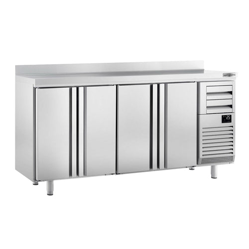 RST-baarikylmäpöytä PREMIUM PLUS - Barkühltische - 2452x600 mm - 690 l - varustettu: 4 ovea, 2 vetolaatikkoa & takakoroke