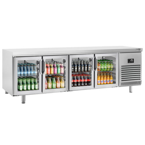 Kylmäpöytä PREMIUM PLUS - 2752x800 mm - 850 l - 4 lasiovea - Kaksoislasitus