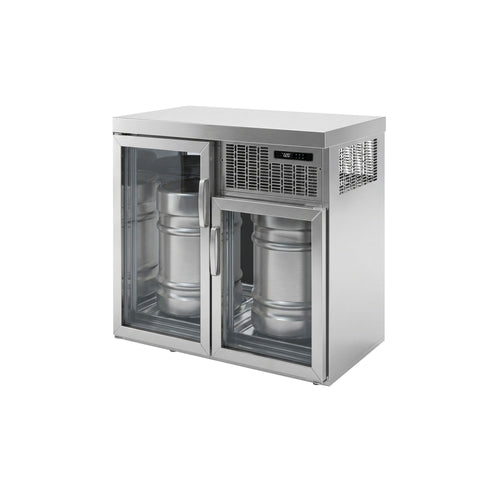 Tynnyrijäähdytin - 2 x 50 l tynnyriä - 1100x600 mm - 2 lasiovea