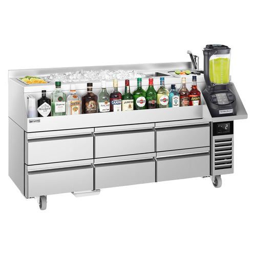 Cocktailasema – 1600 mm - 235 l - 6 vetolaatikkoa & 230 V pistorasia