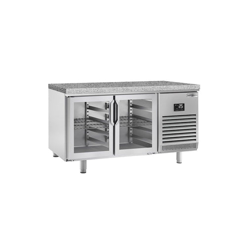 Kylmäpöytä PREMIUM PLUS - 1618x800 mm - 420 l - 2 ovea - musta graniittitaso