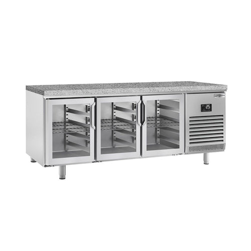 Kylmäpöytä PREMIUM PLUS - 2185x800 mm - 635 l - 3 ovea - musta graniittitaso