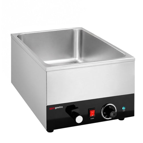 Pöytämallinen vesihaude – sähköinen - 1,2 kW - GN 1/1, korkeus 150 mm - tyhjennyshana