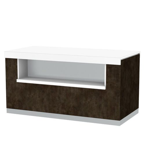 Neutralelement PRAG - 1100x1000 mm; 900 mm korkea; 98 kg - SCHOTT lasikeramiikkapinta; astiahylly LED-valaistuksella; korkeussäädettävät jalat; sivupaneelit irrotettavat; pohjaverhoilu irrotettava; sisältää rullasarjan