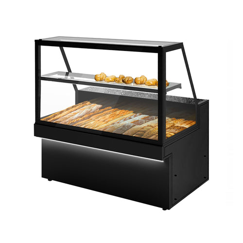 Patisserie Counter TORONTO - 1500x800mm - black front - 1 glass shelf - LED lighting - granite worktop