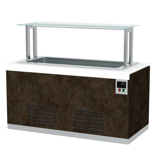 Buffet-tiski PRAG - 1100 mm - varustettu: Kylmäwanne - 2 GN 1/1 -astiaa - pyörillä