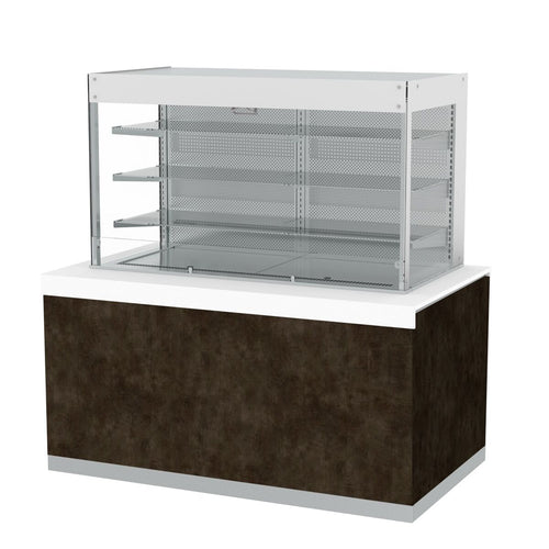 Commercial serve over counter PRAG - 1400mm - Double glazing - square - with 3 shelves - incl. night curtain