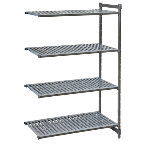CAMBRO | Camshelving® Commercial Basics Plus Add-On Shelving Unit – 4 Slotted Shelves – 718×460 mm – 460mm deep, slotted