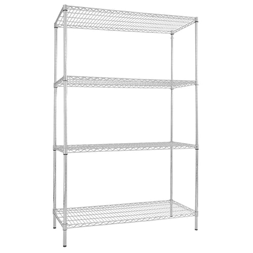 Metallihylly - 1200x450 mm - Syvyys: 450 mm - 4 hyllytasoa (SÄÄDETTÄVÄ) - kromi - Kantavuus: 180 kg