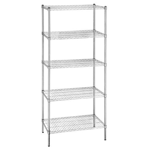 Metallihylly - 900x450 mm - Syvyys: 450 mm - 5 hyllytasoa (SÄÄDETTÄVÄ) - kromi - Kantavuus: 180 kg