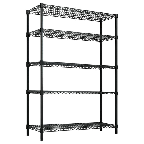 Metallihylly - 1200x450 mm - Syvyys: 450 mm - 5 hyllytasoa (SÄÄDETTÄVÄ) - musta - Kantavuus: 180 kg