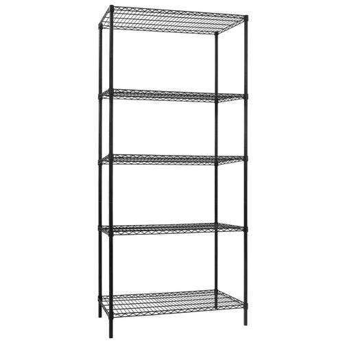 Metallihylly - 900x450 mm - Syvyys: 450 mm - 5 hyllytasoa (SÄÄDETTÄVÄ) - musta - Kantavuus: 180 kg