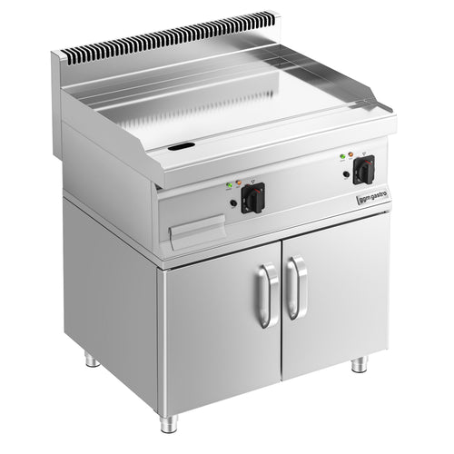 Sähköpaistotaso - kovakromattu paistopinta - 9 kW - sileä - Paistopinta-ala: 595x500 mm - sis. alakaapin, 2 ovea