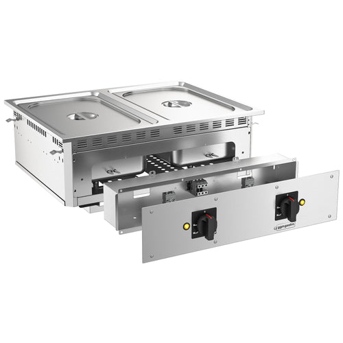 Upotettava vesihaude - 800 mm - 3 kW - 2x GN 1/1 - tyhjennyshana