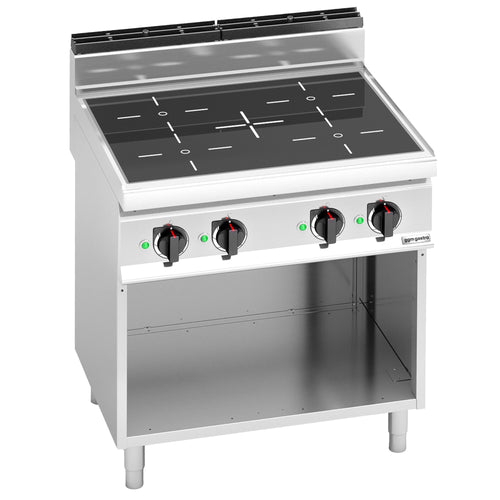 Induktioliesi Lorenzo 700 -sarja - 800x714 mm - 14,0 kW - 4 keittoaluetta - jalustalla - koostuu: Glaskeramiikka‑keittolevyt, avoin alarakenne