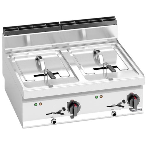 Kaksiosainen sähkökäyttöinen rasvakeitin - 2 x 10 l - 12,0 kW - tyhjennyshanalla - 400 V