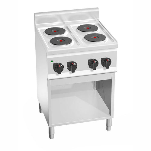 Sähköliesi Lorenzo 600 ‑sarja - 600x600x1020 mm - 8 kW - 4 keittolevyä pyöreä - jalustalla