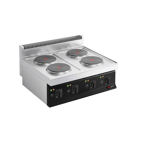 Sähköliesi + pöytämalli MARIO 700 ‑sarja - 800x700x430 mm - 20 kW - 4 keittolevyä pyöreä