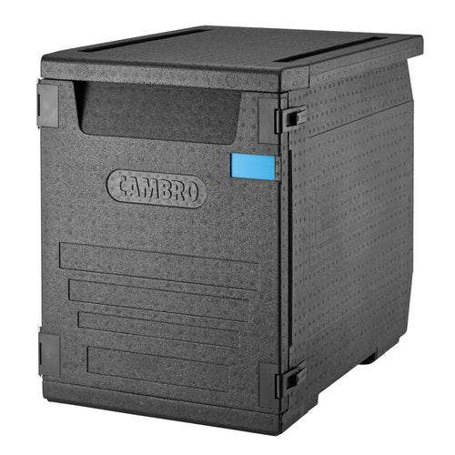 CAMBRO | CAM GOBOX® - Lämpölaatikko - Etutäytettävä - EN 600x400 - 6:lla tukikiskolla - Musta
