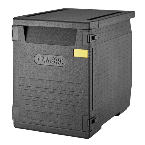 CAMBRO | CAM GOBOX® - Lämpölaatikko - Etutäytettävä- EN 600x400 - 2 ruostumattomasta teräksestä valmistetulla kiskosarjalla - Musta