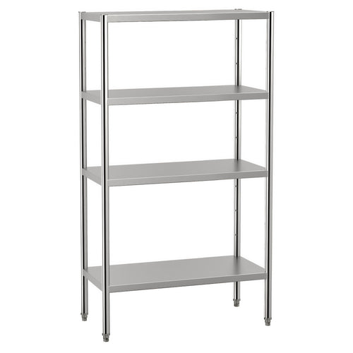 Ruostumaton teräshylly ECO - 1000x500 mm - Syvyys: 500 mm - 4 hyllytasoa (SÄÄDETTÄVÄ) - Kantavuus/taso: 70 kg