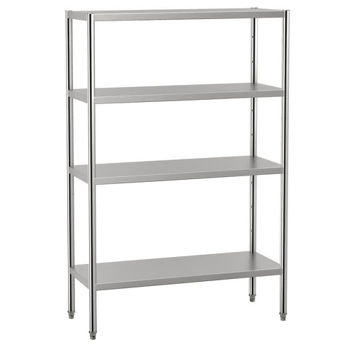 Ruostumaton teräshylly ECO - 1200x500 mm - Syvyys: 500 mm - 4 hyllytasoa (SÄÄDETTÄVÄ) - Kantavuus: 280 kg