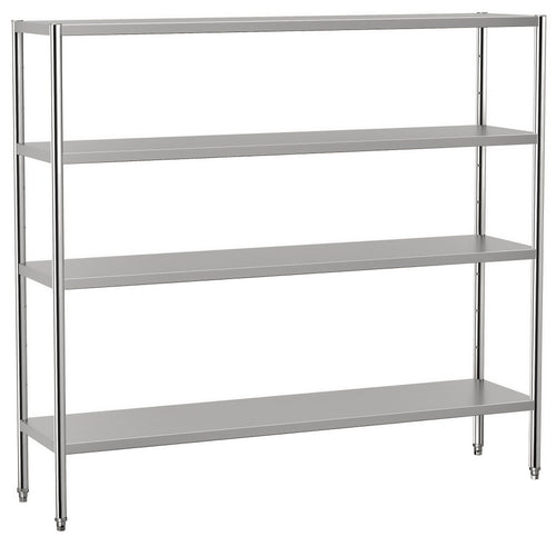 Ruostumaton teräshylly ECO - 2000x500 mm - Syvyys: 500 mm - 4 hyllytasoa (SÄÄDETTÄVÄ) - Kantavuus/taso: 70 kg
