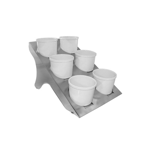 Buffetteline - Ruostumaton teräs; melamiini - pyöreä - 335x540 mm - Korkeus: 250 mm - sis. 6 melamiinikulhoa 100 mm - ominaisuudet: elintarviketurvalliset materiaalit; erittäin kestävä