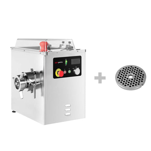 Lihamylly 22 - ruostumaton teräs - 250 kg/h - 1,5 kW - peruutustoiminto - jäähdytyksellä - reikälevy 4,0 mm