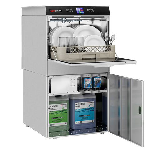 Commercial Dishwasher - 500mm Basket - Digital Controls - 6kW - with Drain, Rinse Aid & Detergent Pumps