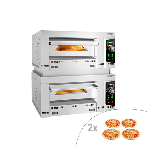 Kaasukäyttöinen pizzauuni (samottikivipohja) - 4+4 x Ø 34 cm - enintään 450 °C - Manuaalinen