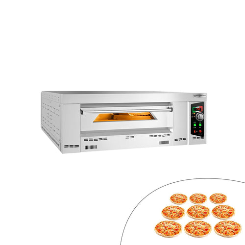 Kaasukäyttöinen pizzauuni (samottikivipohja) - 9 x Ø 34 cm - enintään 450 °C - Manuaalinen - sis. abzugskamin, maakaasusuuttimet, propaanikaasusuuttimet