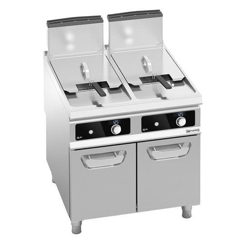 Kaksiosainen kaasurasvakeitin - 2 x 20 l - 35,0 kW - tyhjennyshanalla - digitaalinen ohjaus