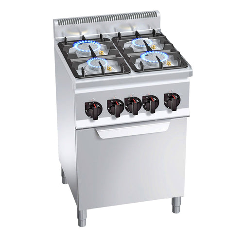 Kaasuliesi Lorenzo 600 ‑sarja - 600x600x1 020 mm - 19 kW - 4 poltinta - sis. kaasu‑uuni - 3,5 kW