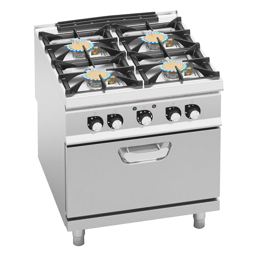 Kaasuliesi Paolo 900 ‑sarja - 800x900x940 mm - 44,68 kW - 4 poltinta - sis. sähköuuni, kiertoilma - 4,68 kW