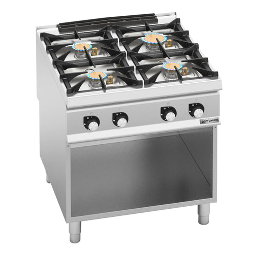 Kaasuliesi Paolo 900 ‑sarja - 800x900x940 mm - 28 kW - 4 poltinta - jalustalla - avoin, pohjahyllyllä & keräyslaatikolla