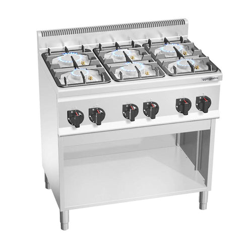 Kaasuliesi LORENZO 600 ‑sarja - 900x600x1.020 mm - 28,5 kW - 6 poltinta - jalustalla - avoin, pohjahyllyllä & keräyslaatikolla