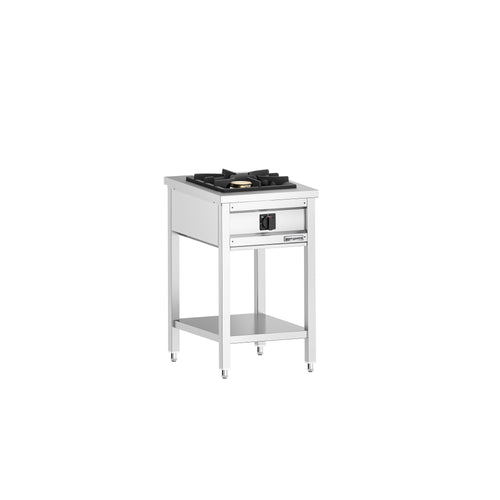 Kaasuliesi GIUSEPPE 600 ‑sarja - 500x600x850 mm - 8,5 kW - 1 poltinta - jalustalla - avoin, pohjahyllyllä & keräyslaatikolla