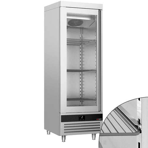 Commercial Upright Fridge Stainless steel PREMIUM - GN 1/1 - 700L - with 1 glass door