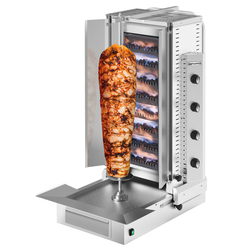 Gas Doner Kebab Grill (Shawarma/Gyros) - max. 75 kg - 4 Burner - 20kW - incl. 2 splash guards